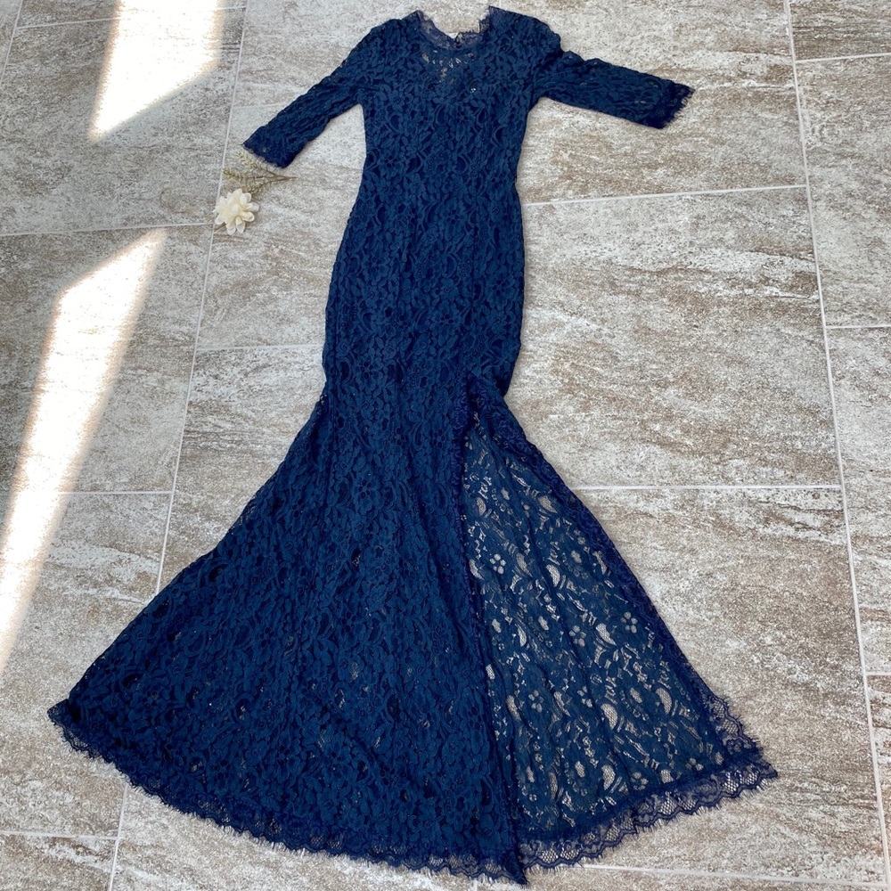 Previously LOVED lace gown, navy